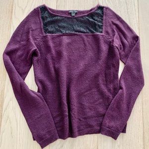 Ann Taylor Sweater in Plum with Black Lace Panel
